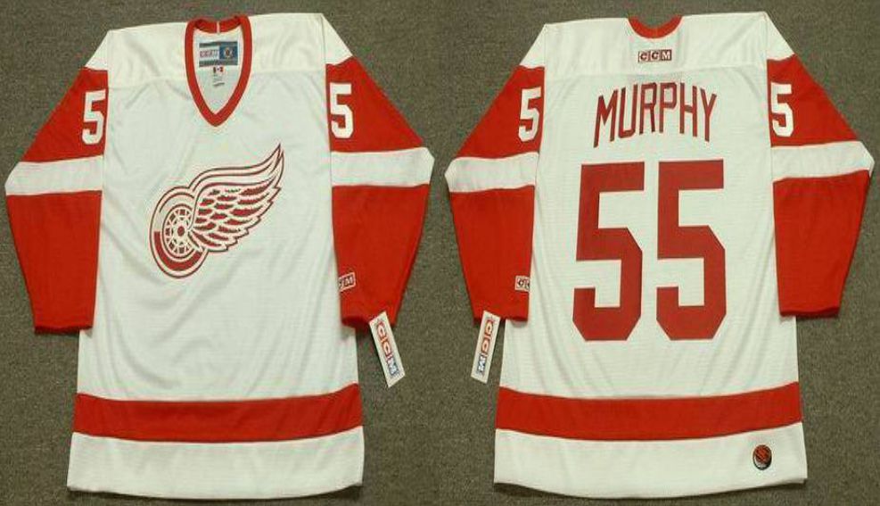 2019 Men Detroit Red Wings #55 Murphy White CCM NHL jerseys